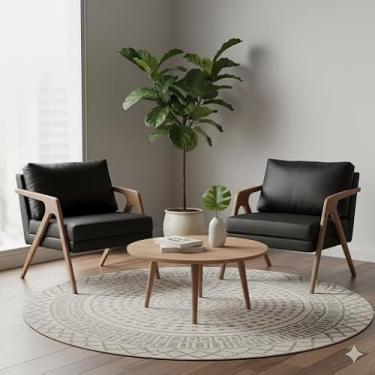 Imagem de Kit 2 Unidades Poltrona Mona - Courino Preto - Living, consultório, hall de entrada, estar, espera, atendimento