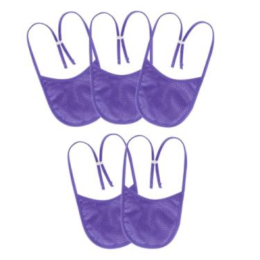 Imagem de Ehucon Capa para estoma de pescoço de traqueostomia com alça ajustável, protetor de traqueia respirável para laringectomia para tratamento de traqueostomia (roxo - 5 peças, pequeno)