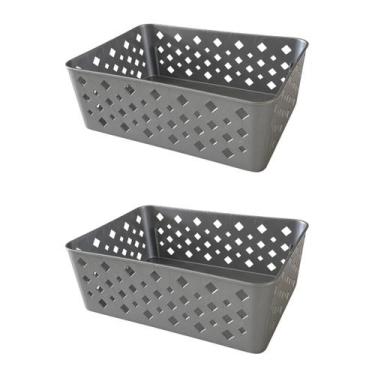 Imagem de Kit 2 Cestos Multiuso Organizador Empilhável Gaveta 19x14x6 - Trioplas