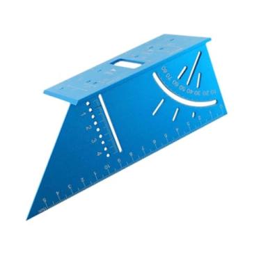 Imagem de Baoblaze Revestimento ângulo régua quadrado transferidor de madeira ferramentas de madeira acessória versátil 45/90 graus liga de alumínio para trabalhadores, Régua de Medição