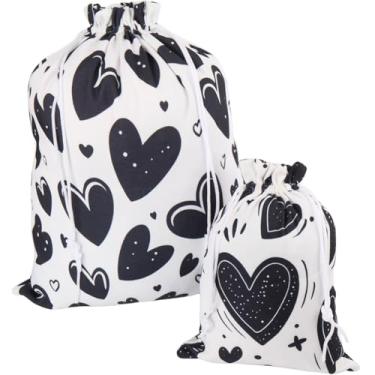 Imagem de CREATCABIN 2 tamanhos sacos de presente de tecido cordão coração dia dos namorados Natal Halloween sacos de presente de tecido reutilizável sacos de presente bolsa para presente embrulhar roupas