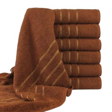 Imagem de Toalha de Banho Dubai Kit 10 Peças 70x130cm 330g/m² Macia com Costuras Reforçadas (Marrom)