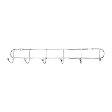 Imagem de Cabide De Parede Inox 6 Ganchos 35Cm - Cabideiro Organizador