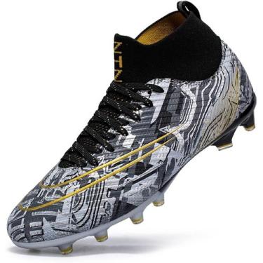 Imagem de Tênis de futebol masculinos de futebol com pontas longas, couro e borr