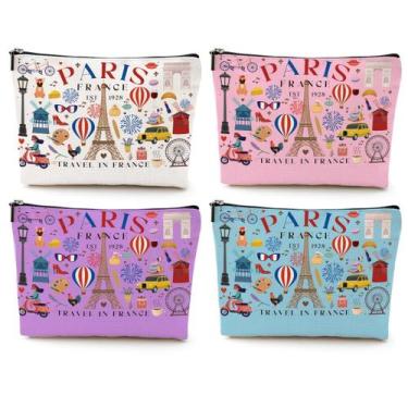 Imagem de Conjunto de bolsas de cosméticos Jealance 4 peças Paris Travel 25x18cm