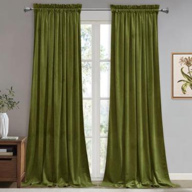 Imagem de Cortinas StangH Olive Green Velvet 260x260cm 2 painéis