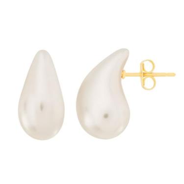 Imagem de Brinco Gota Pérola M Banhado a Ouro 18K - Papillon Semi Jóias