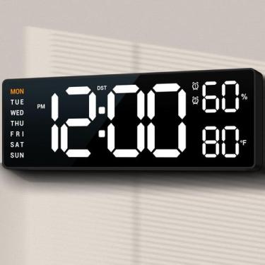 Imagem de Reloj de Pared Digital ANSOPER 10" con Doble Alarma y Enchufe Blanco