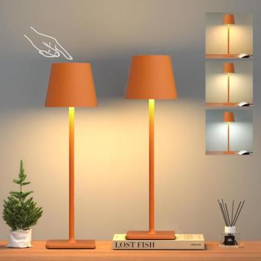 Imagem de Conjunto de candeeiros de mesa sem fio Yogaret Orange, regulável em 3 