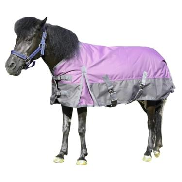 Imagem de Gallopoff Cobertor Ripstop 1200D Mini Cavalo/Pônei, Peso Médio Enchimento de 200 g - Cobertor Impermeável Respirável Quente Inverno para Potro/Desmame/Ano/Burro/Cinza Violeta 60
