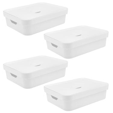 Imagem de Caixa Organizadora Ou Plastico 16L Cube Branca 04 Unidades