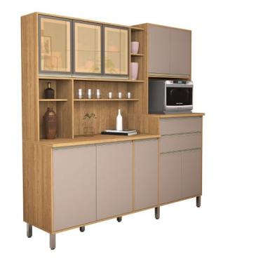 Imagem de Armário Cozinha Gabi 10 Portas Vidro Reflecta MDF Resistente - Sambare