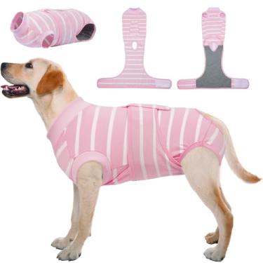 Imagem de Kuoser Traje de recuperação para cães após a cirurgia, terno macio para cirurgia para cães, feminino, antilambida, macacão de coleira eletrônica e alternativa de cone, camisa de recuperação cirúrgica