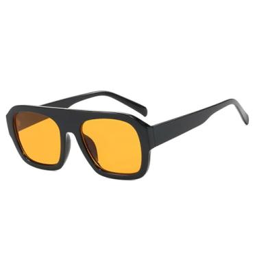Imagem de Óculos de Sol Femininos UV400 com Degradê em Cores Vibrantes, Estilo Punk Masculino, para Esportes ao Ar Livre, Corrida e Ciclismo, Preto e Laranja