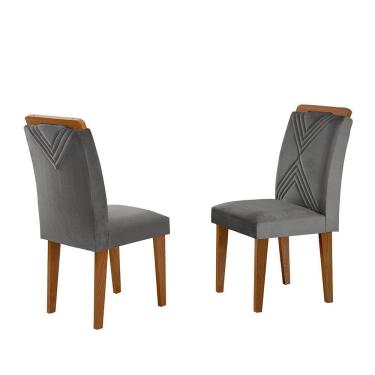 Imagem de Conjunto 2 Cadeiras Sarah Mdf Rufato Veludo Grafite E Imbuia