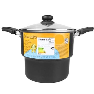 Imagem de Cuscuzeiro C/Tampa De Vidro Antiaderente 16cm - Preto