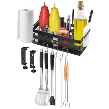 Imagem de Novo suporte de grelha atualizado para chapa Blac kstone de 71 cm/91 cm – Organizador definitivo para churrasco com suporte de toalha de papel, espaço de armazenamento para cozinhar ao ar livre,