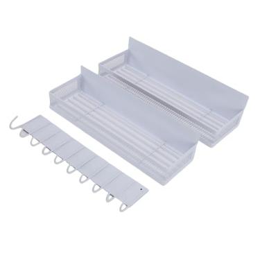 Imagem de Aqur2020 Rack Magnético para Geladeira Com 2 Prateleiras, Rack de Gancho, à Prova de Ferrugem, Sem Instalação, Proteção para Itens Pequenos, Design Oco Ventilado, Organizador de (Branco)