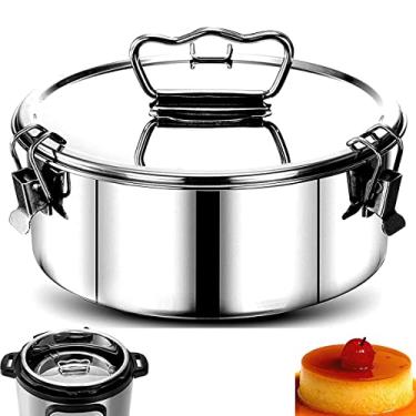 Imagem de LAINIUTE Molde de pudim, molde de flan de aço inoxidável 304 com tampa e alça, molde de pudim de flanera com capacidade de 1,5 litros, máquina de pudim de bolo redondo para pudim de cupcake de