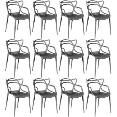 Imagem de Kit 12 Cadeiras De Jantar Allegra Prática Empilhável - Preto