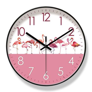 Imagem de Relógio de parede Flamingo Non-Ticking Silent Quartz 30x30cm rosa