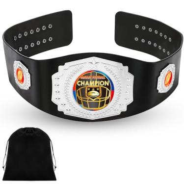 Imagem de Wiwiqing Cinto de campeonato de 138 cm para adultos, grande, campeão, troféu, cintos de couro para prêmios pesados, esportes, prêmios e eventos (prata, estilo futebol)