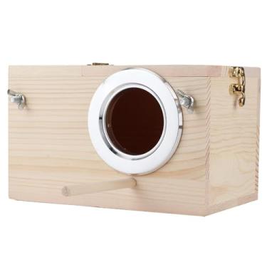 Imagem de Estink Casa de Pássaros de Madeira, Caixa de Reprodução de Incubação para Animais de Estimação Resistente à Umidade Com Suporte para Limpeza Fácil, para Papagaios e Pássaros Pequenos