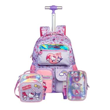 Imagem de Mochila Rodas Hello Kitty Lancheira Térmica Estojo Box