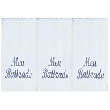 Imagem de Jogo Fralda de Ombro Borbada 100% Alg 03 Peças - Meu Batizado Azul