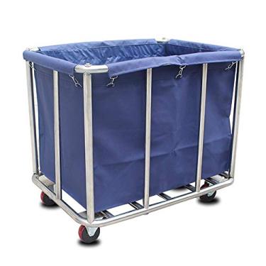 Imagem de Rack de armazenamento, carrinho de servir, carro de linho para hotel, lobby móvel, carrinho com rodízio universal, carrinho de serviço de quarto de tecido Oxford de aço inoxidável, marrom