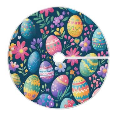 Imagem de Qilmy Linda saia de árvore de Natal com ovos de páscoa 120 cm, de camurça, para árvore de Natal, adequada para decoração de armário em ambientes internos e externos, festas, escritórios, lojas