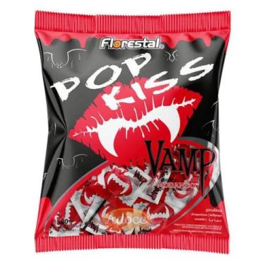 Imagem de Pirulito pop kiss vamp morango 500g/50un boavistense
