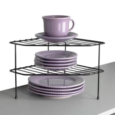 Imagem de Prateleira Organizadora Canto Armário Cozinha Preto Branco - Instare, 