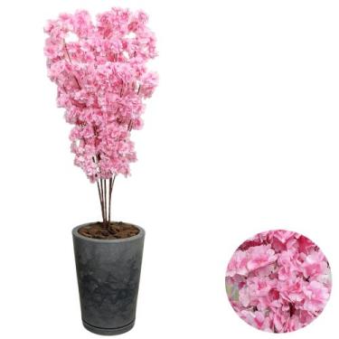 Imagem de Flor de Cerejeira Artificial Com Vaso Cone Decorativo Casa - Intcomerc