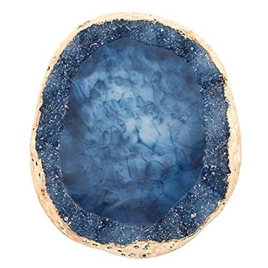 Imagem de Paleta de Ágata para Arte Unhas Porta-Unhas com Bordas Douradas Pintura Resina Cristalina Ferramenta Exibição Peças Misturar Esmaltes Acessórios Fotos