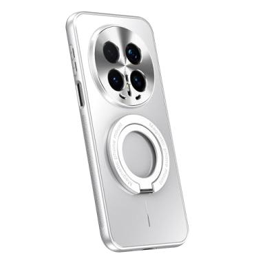 Imagem de LYJSMGZ Capa magnética para Huawei Honor Magic 8 Pro/Magic 8, proteção de câmera com tudo incluído, capa de telefone antiderrapante fosca com suporte giratório de 360°, prata, Majic 8 Pro