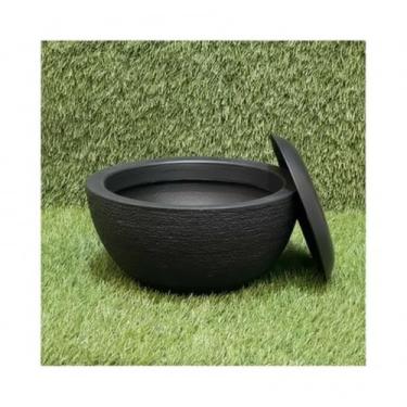 Imagem de Vaso Polietileno Mini Bacia com Prato para Plantas e Jardins Decorativo (Preto)