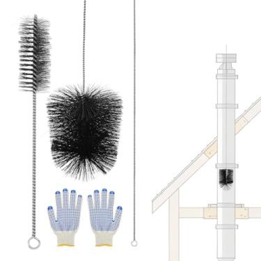 Imagem de Kit de limpeza de chaminé de 2 metros, limpador de ventilação de secador, escovas de chaminé de lareira, ferramenta de varrer chaminé para combustão/lareira/tubo de esgoto/capô
