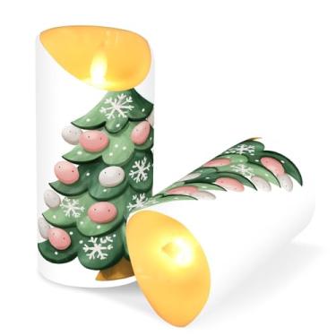 Imagem de ATTX Pacote com 2 lindas velas sem chamas para árvore de Natal – 7,6 cm x 9,9 cm com controle remoto e temporizador para casa, casamento, decoração de acampamento #317