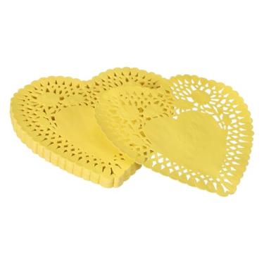Imagem de YELARXI Doilies de papel, papel de coração, toalha de renda, descartáveis, utensílios de mesa modernos, decorativos a granel – Adequado para bolos/sobremesas/alimentos fritos grelhados assados) 15 cm