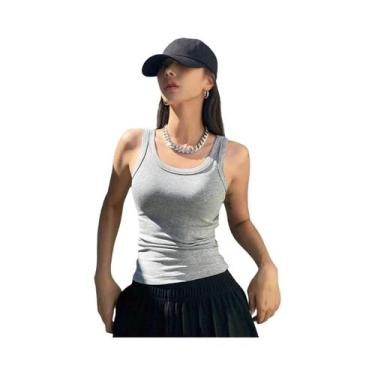 Imagem de Camisola De Verão Feminina Em Algodão Sem Mangas, Top De Malha Que Cob