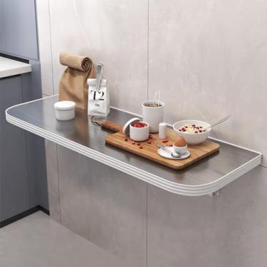 Imagem de Mesa dobrável montada na parede, mesa flutuante para laptop, mesa de trabalho dobrável, mesa de jantar de folhas de espaço pequeno, mesa de jantar para escritório em casa, lavanderia (80 x 30 cm/31,5