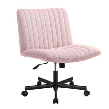 Imagem de Cadeira de Escritório Ergonômica com Rodas Giratórias, Estofado Acolchoado Grosso, Altura Ajustável, Confortável para Trabalho Home Office e Estudo, Uso Interior (Rosa)