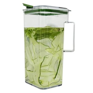 Imagem de Vinseen Jarra de água de plástico com tampa de 1,8 L e alça para geladeira, chá gelado e café, jarra de água, para bebidas quentes/frias e leite (verde)