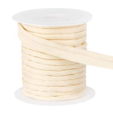 Imagem de BENECREAT Acabamento de corda de mocassim de 15 jardas, tubulação de fita polarizada de poliéster de 1,5 cm de largura, acabamento de cordão labial para costurar vestidos, roupas, almofadas, capas