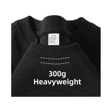 Imagem de Camiseta De Algodão Puro Pesada 500G Com Ombros Caídos E Manga Curta P