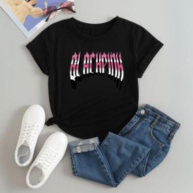 Imagem de Camiseta Estampada 100% Algodão Blackpink Letreiro 614 Manga Curta Lin