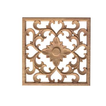Imagem de Guarnição de madeira decorativa no centro de mobiliário doméstico, decalques de artesanato esculpidos, decalques de porta de mobília sem pintura, decorações de armários, várias combinações(1PCS,E)