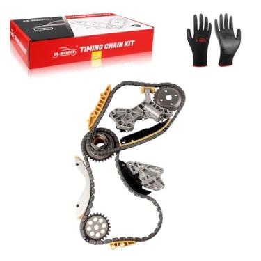Imagem de YA-MAYPAY Kit de corrente de sincronização do motor 11 peças com roda dentada, tensor e guia compatível com Volkswagen 2007-2019 Beetle, Passat 2012-2022, Jetta 2007-2018, 2009-2014 Golf 2.5L OE