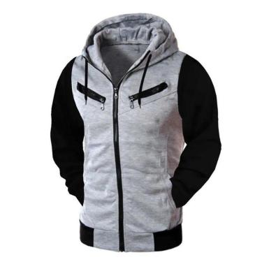 Imagem de Jaqueta Moletom Liso Lisa Capuz Canguru Zíper Bolso-Masculino